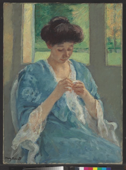 Mary Cassatt's "Augusta Sewing before a Window."
