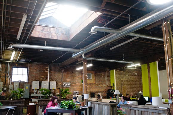 A large skylight fills Green Spaces, in the RiNo district, with natural light.