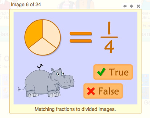 An example of a math lesson on The Monkey Zone website.