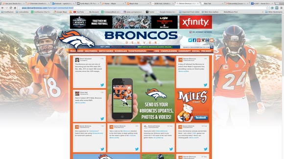 A screenshot of the Broncos' Twitter page created by Wayin.