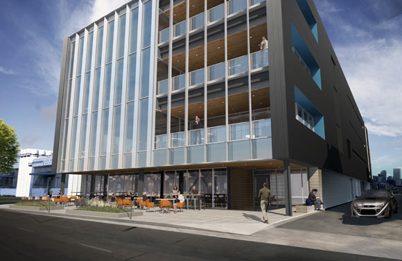 A rendering of a new Galvanize building in downtown Denver.