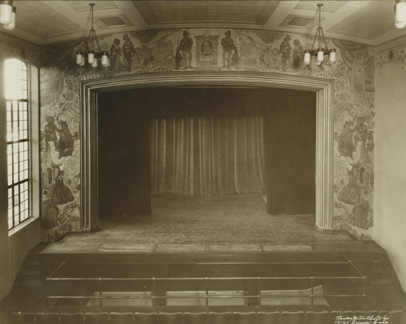 Painted in 1929 by John Edward Thompson, a large Shakespearean mural frames the stage. 