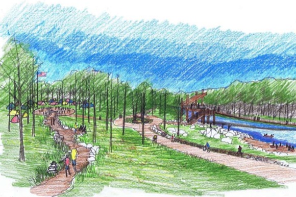 A rendering of Johnson-Habitat Park shows off the campground.