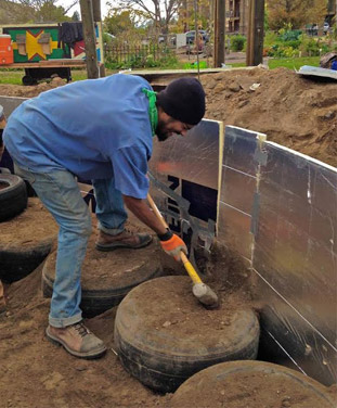 Tires are a key material in an earthship build.