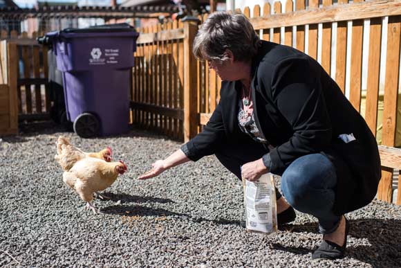 Gina Chilton Parris keeps chickens in her backyard and teaches classes on urban agriculture.