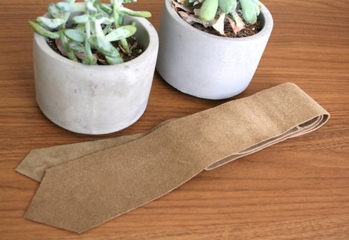 Ties are made from suede leather.